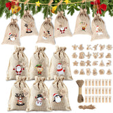 Advent Calendar for Filling, 24 Pieces Advent Calendar Fill Yourself Children, Jute Bags Fabric Bags Fill Yourself, 2023 Christmas Calendar Jute Bag Hanging for Men, Women (3-D)